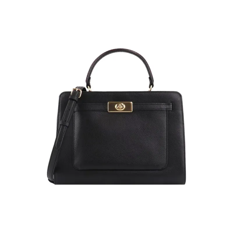 COACH LaneCarryall Leather One Shoulder Handbag, Crossbody Bag Tubas Women's Black-1