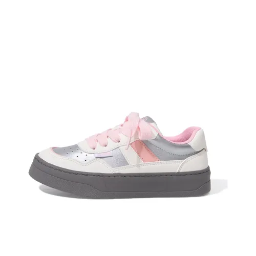 Feiyue Skateboard Shoes Women's Low-Top Beige/Silver/Pink