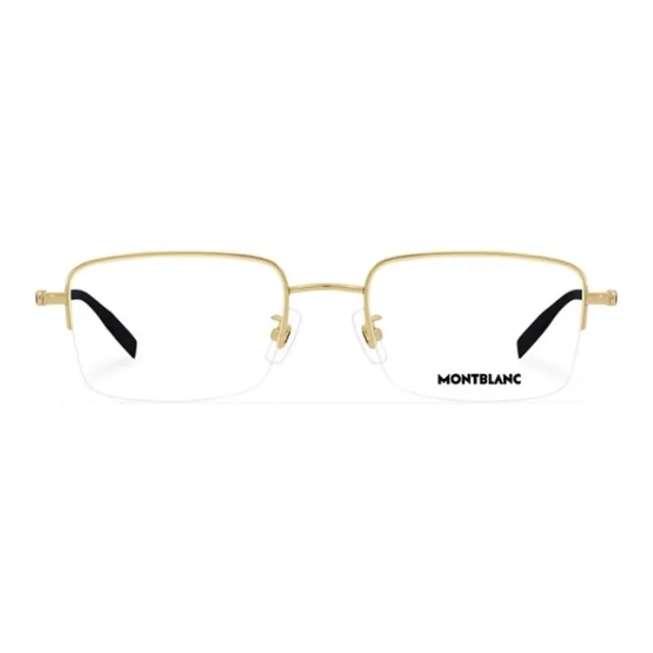 MONTBLANC Titanium Alloy Rectangular Eyeglass Frames Men's Gold-1