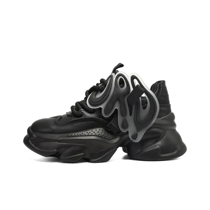 ORD Wear-resistant Lightweight Breathable And Non-slip. Low-Top Chunky Sneakers 6cm Unisex White-0
