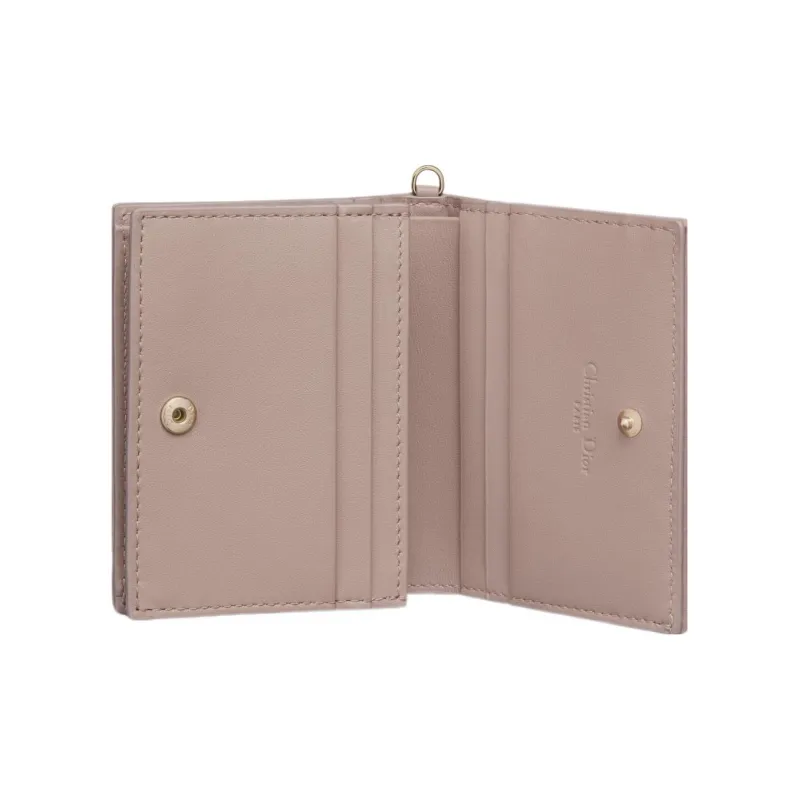 DIOR Lady Dior Lambskin Wallet Mini Women's Taupe-4