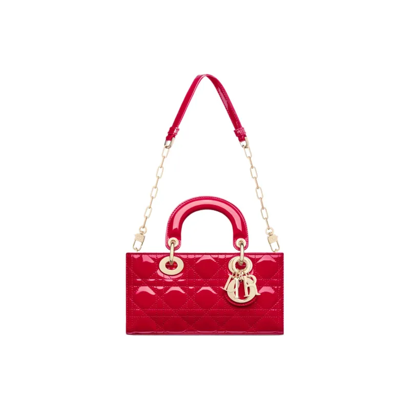 DIOR Lady D-JOY Patent Leather Cowhide Dior Bag Shoulder Bag Crossbody Bag Handbag Small Size Women's Red-1