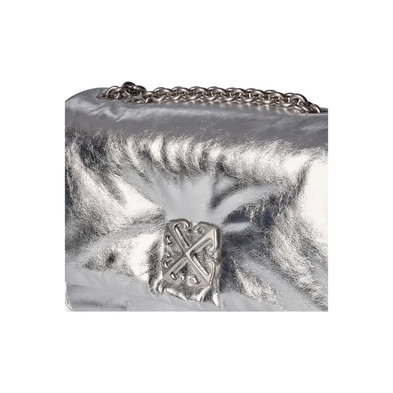 OFF WHITE Calfskin Shoulder Bag, Crossbody Bag, Handbag Women's Silver-4