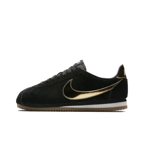 Nike Classic Cortez Black Metallic Gold Gum Women's