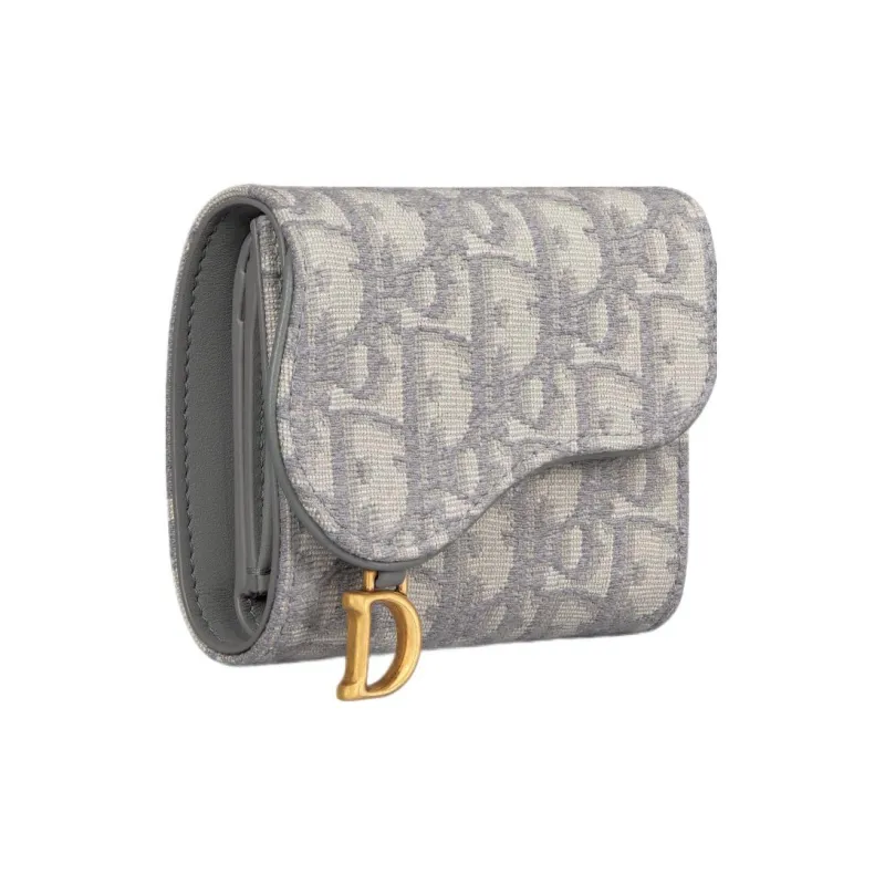 DIOR Saddle Oblique Jacquard Fabric Wallet Regular Women's Dio Gray-1