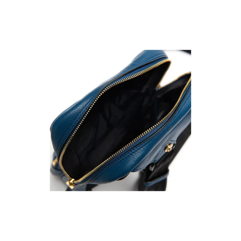 FANSIZHE Cow Leather Crossbody One Shoulder Sling Bag Men's Blue-4