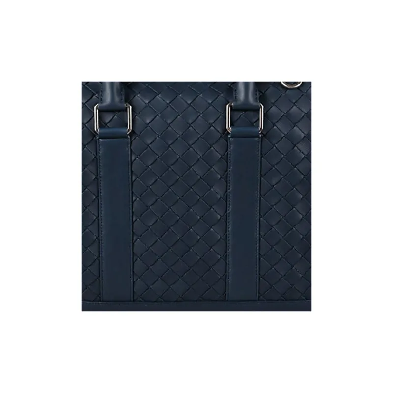Bottega Veneta Cow Leather Portable One Shoulder Crossbody Briefcases Men's Blue-3