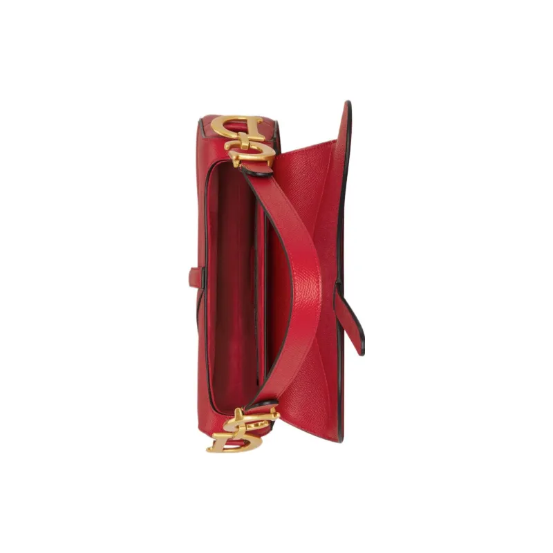 DIOR Saddle Grain Calfskin Saddle Bag, Shoulder Bag, Crossbody Bag, Handbag Women's Red-4