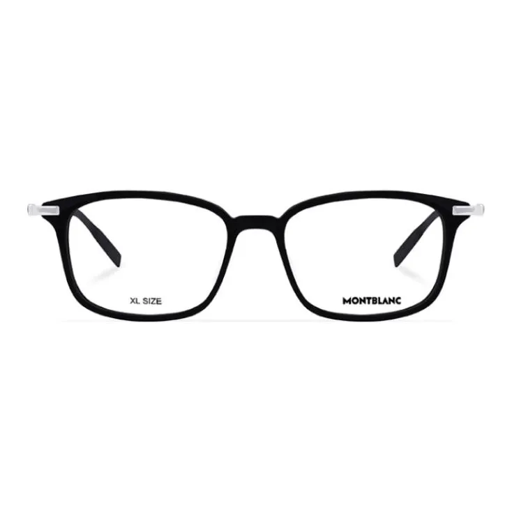 MONTBLANC Plate Frame Titanium Alloy Rectangular Eyeglass Frames Men's Silver-1