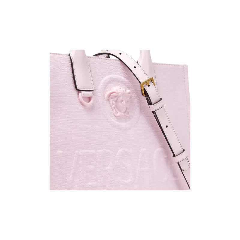 VERSACE La Medusa Cotton With Calfskin Tote Bag Shopping Bag Shoulder Bag Crossbody Bag Handbag Women's Pink-3