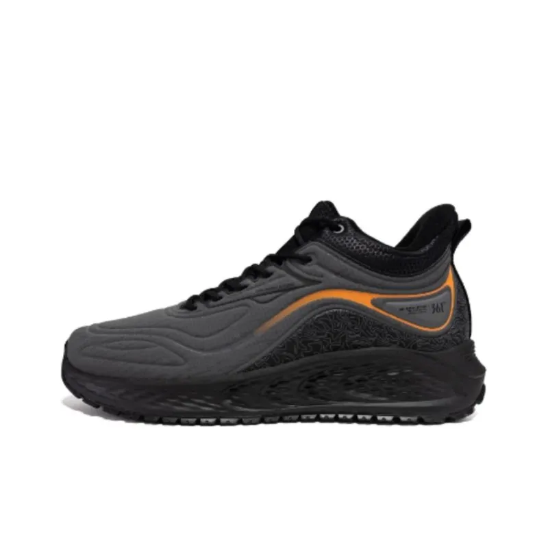 361° Cushioning Wear-Resistant Mid-Top Running Shoes Men's Black Gray-0