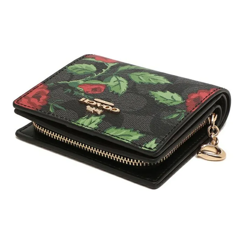 COACH Snap Wallet Canvas With Leather Document Wallet Card Holder Women's Black-1