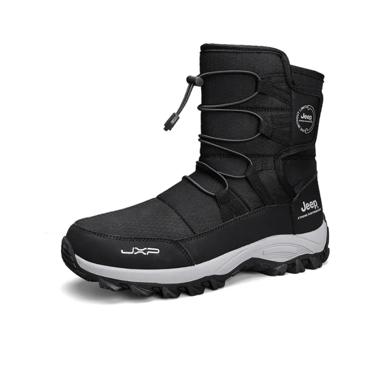 Jeep Warm Wear Resistant Height Increasing Crew Outdoor Boots Men's Black-2