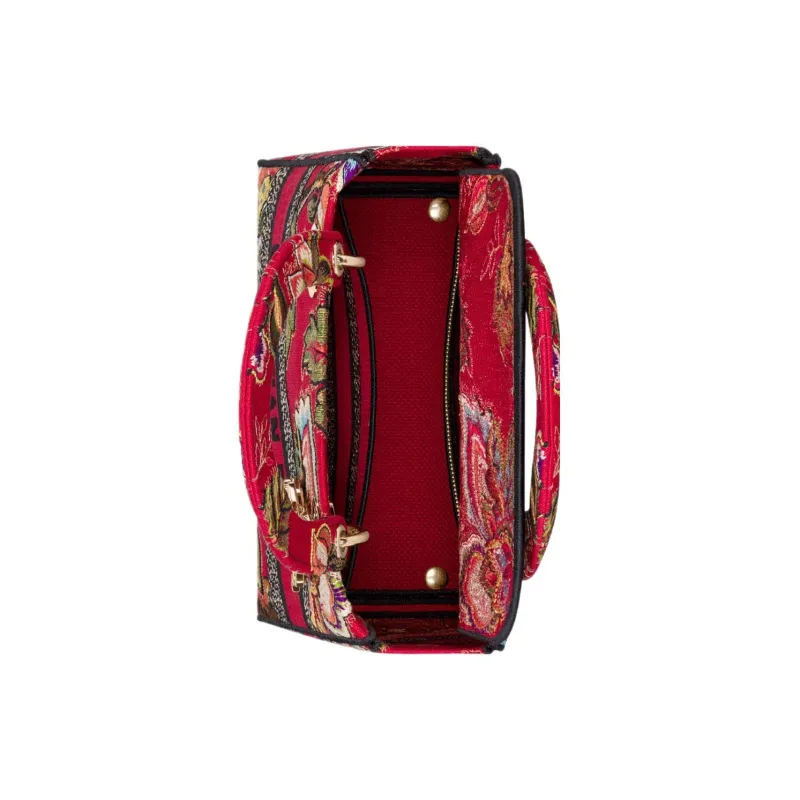 DIOR Lady D Lite Embroidery Dior Bag Shoulder Bag Crossbody Bag Handbag Medium Size Women's Red Multicolor-4