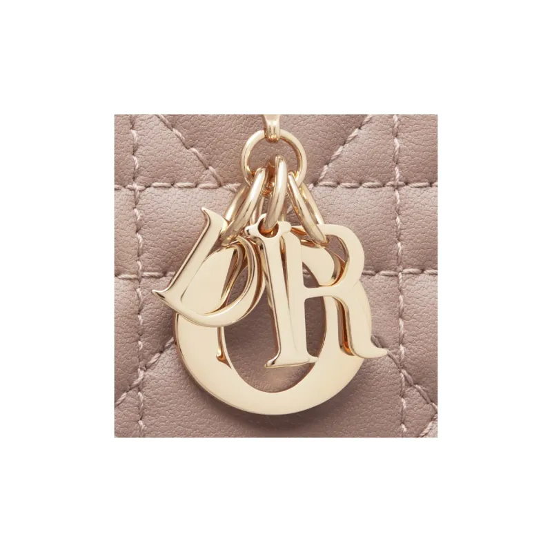DIOR Lady Dior Lambskin Wallet Mini Women's Taupe-5