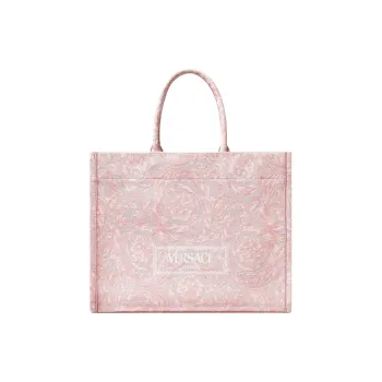 VERSACE Barocco Canvas Tote Bag Shopping Bag Handbag Large Size Women's Pink