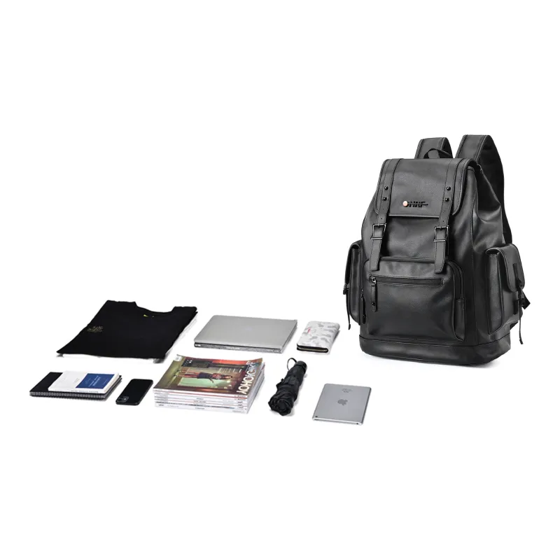 ONRF PVC Backpacks Laptop Bags Backpack Large Size Unisex Cool Black-4