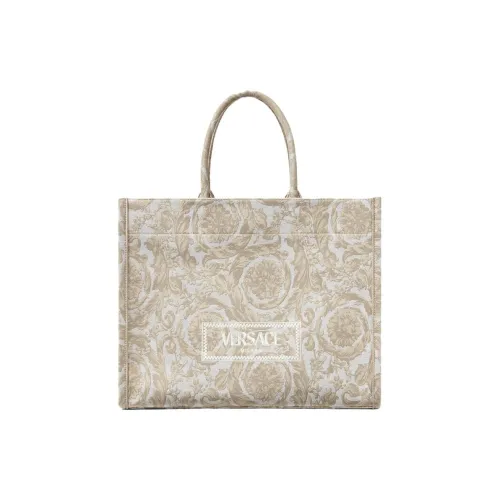 VERSACE Barocco Canvas Neoprene Bag Shopping Bag Handbag Women's Beige