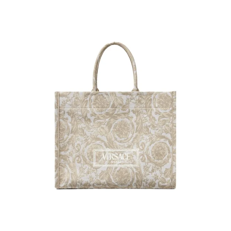 VERSACE Barocco Canvas Tote Bag Shopping Bag Handbag Women's Beige-0