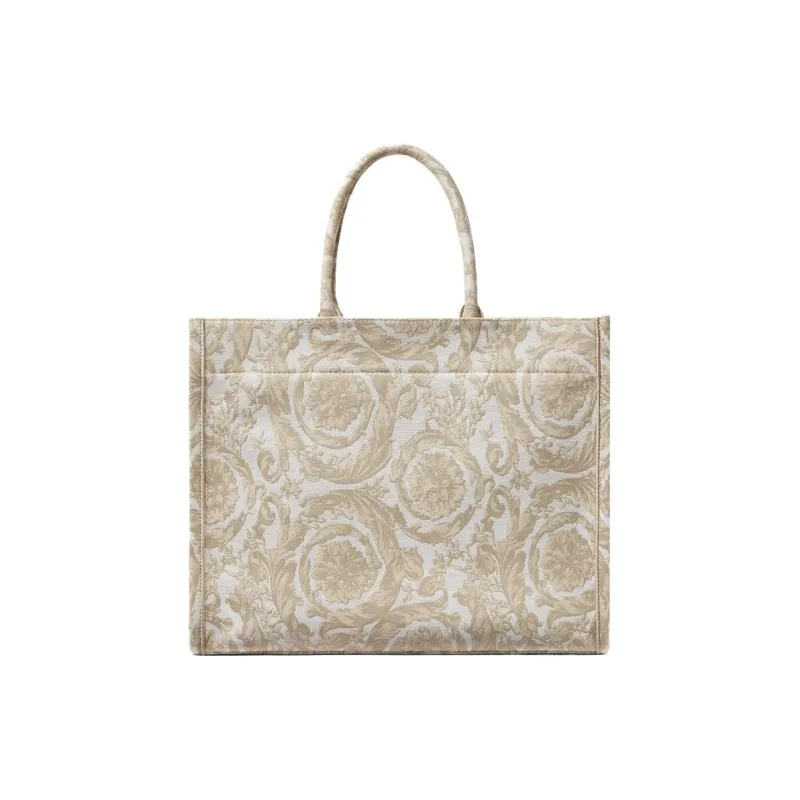 VERSACE Barocco Canvas Tote Bag Shopping Bag Handbag Women's Beige-2