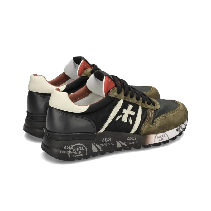 PREMIATA Lander Low Top Casual Shoes Men's Black Green-3