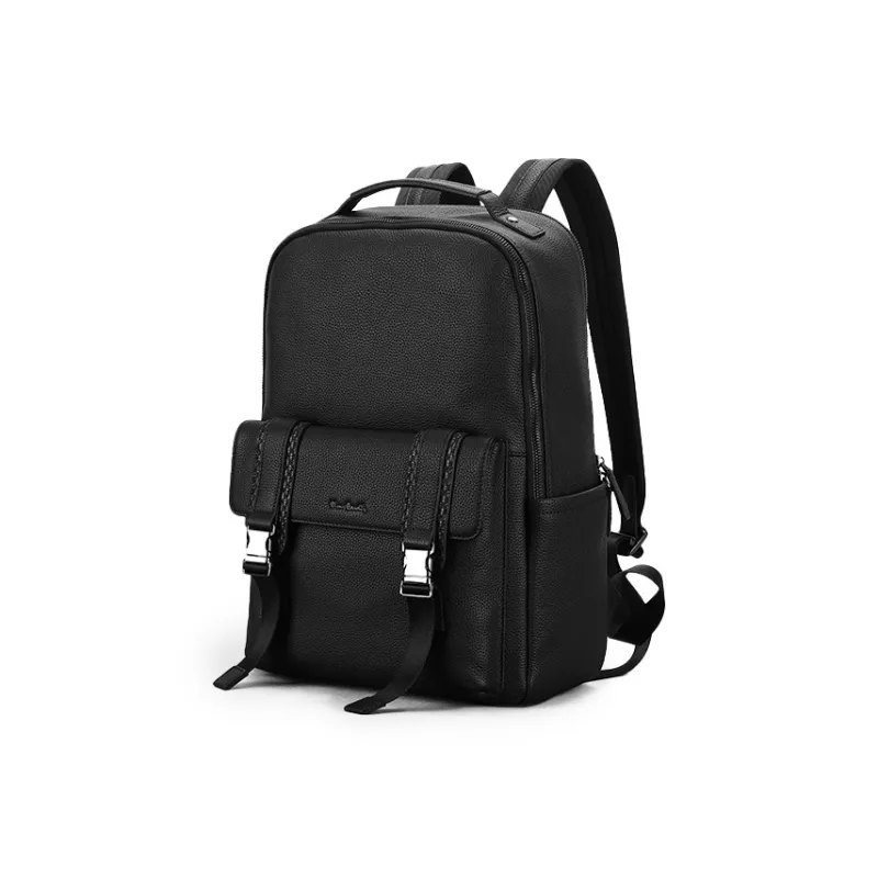 PIERRE CARDIN Top Grain Cow Leather Laptop Bag Backpack Tubas Men's Black-4