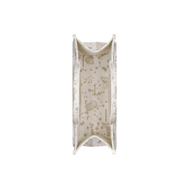 DIOR BookTote Embroidery Tote Bag Shopping Bag Handbag Medium Size Women's Gold & White-3