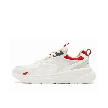 QIAODAN Non slip Lightweight Low Top Running Shoes Women's Ivory Sports Style Red
