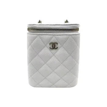 CHANEL Textured Calfskin Lipstick Bag Handbag Shoulder Bag Crossbody Bag Women's White