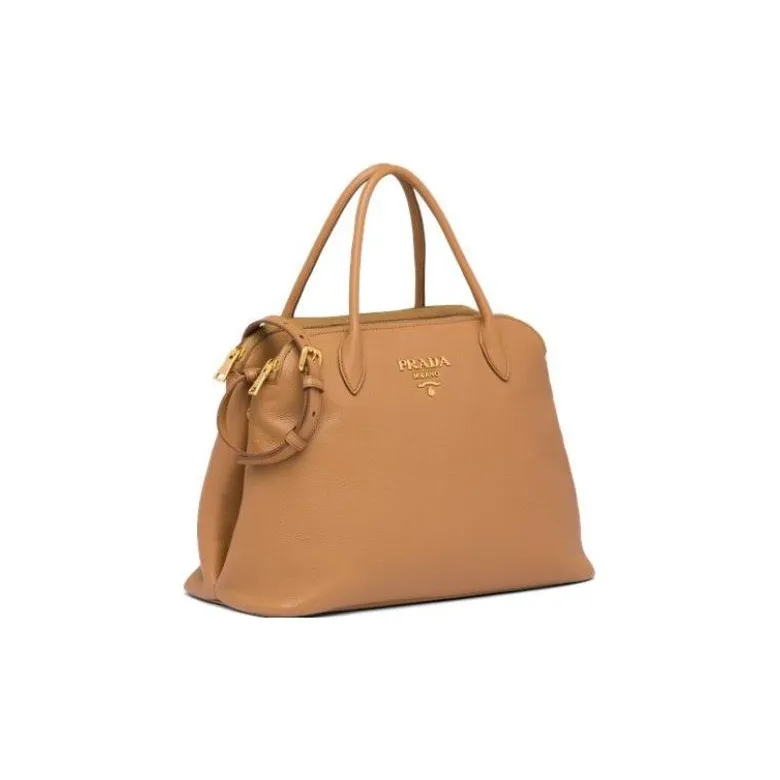 PRADA Genuine Leather Shoulder Bag Crossbody Bag Handbag Women's Brown-1