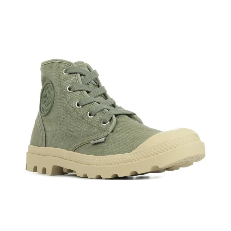 Palladium Pampa Wear-Resistant Coverage High-Top Canvas Shoes Unisex Green-2