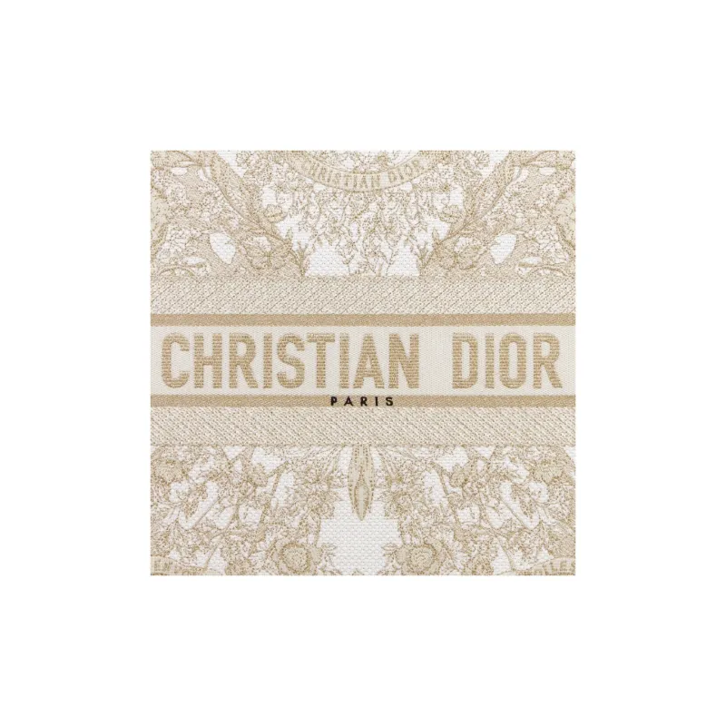 DIOR BookTote Embroidery Tote Bag, Shopping Bag, Handbag Tubas Women's Gold & White-4