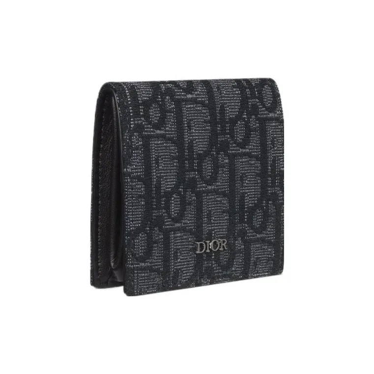 DIOR Oblique Jacquard Fabric Coin Purse Regular Men's Black-1