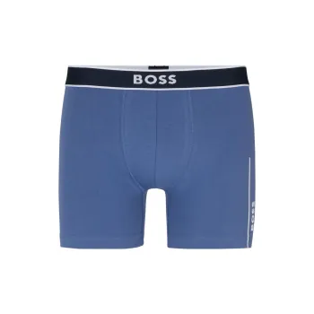 HUGO BOSS FW23 Stretch-Cotton Boxer Briefs With Stripe-Framed Logos Boxer Shorts Men's Light Blue