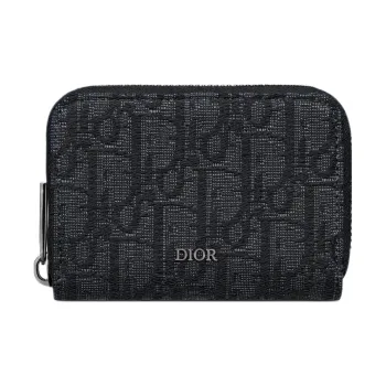 DIOR Oblique Jacquard Fabric Card Holder Men's Black