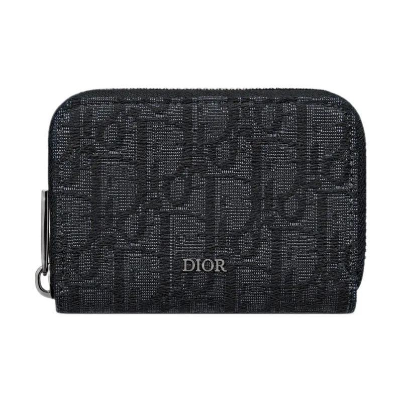 DIOR Oblique Jacquard Fabric Card Holder Men's Black-0