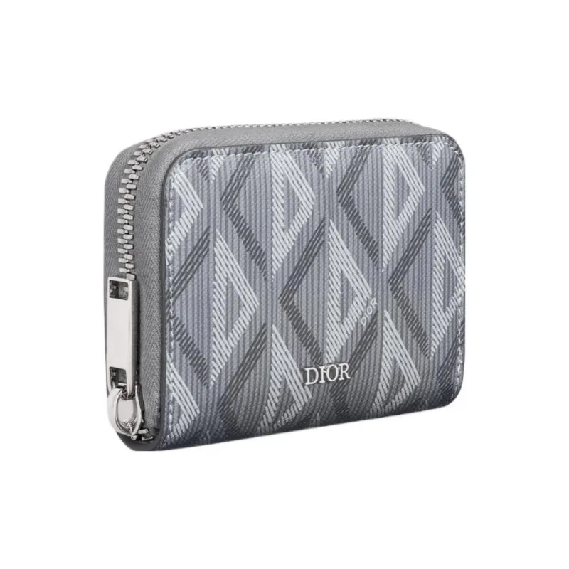 DIOR Diamond Canvas Card Holder Men's Dio Gray-1