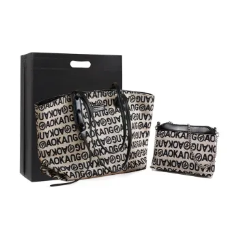 AOKANG Fabric Tote Bag, Shopping Bag, Combo Bag, Shoulder Bag, Handbag, Canvas Bag Large Size Women's Khaki/Black