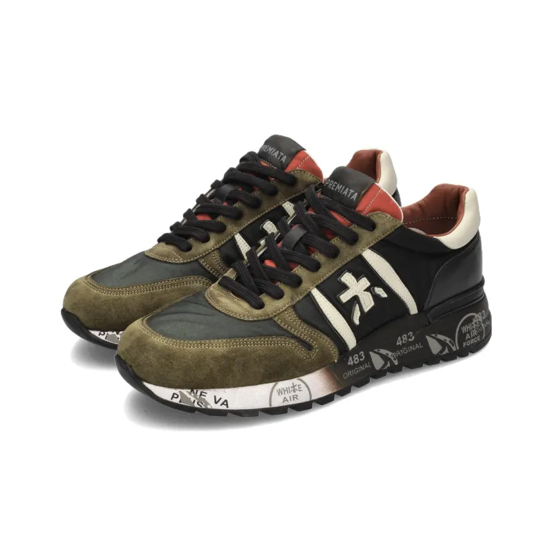 PREMIATA Lander Low Top Casual Shoes Men's Black Green-2