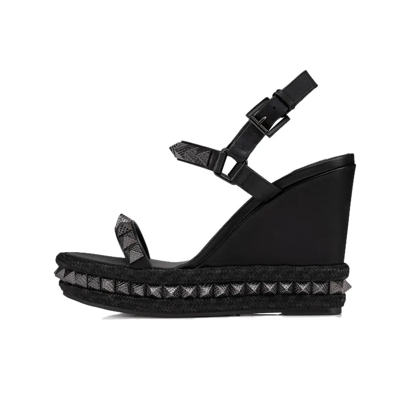 CL LUBOTING Pyraclou Strap Sandals 11cm Women's Black-0