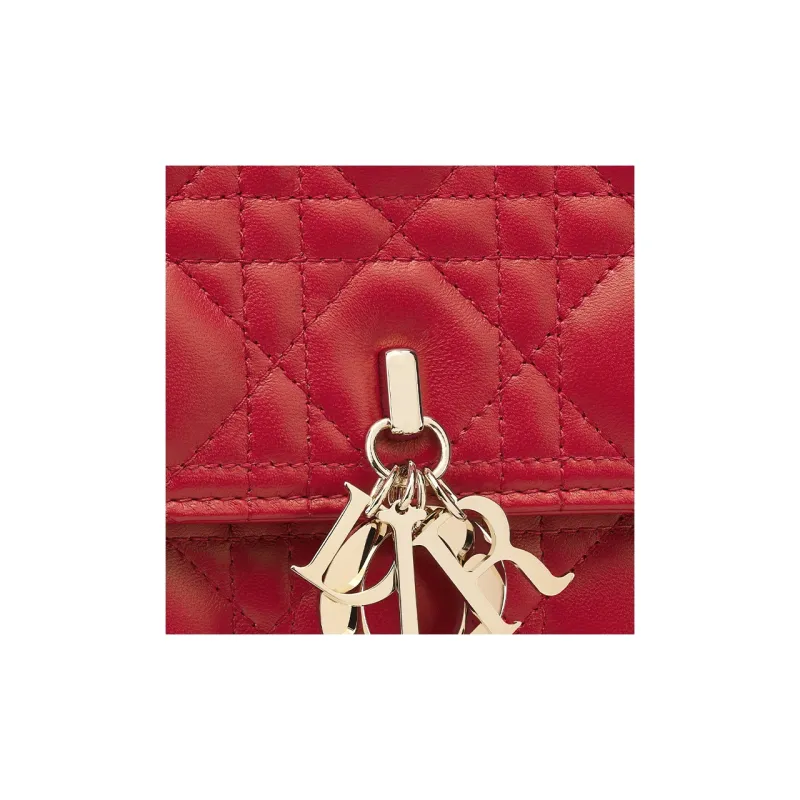 DIOR Lambskin Shoulder Bag Crossbody Bag Handbag Women's Isolated Heather Red-5