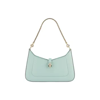 BVLGARI Calfskin Handbag Shoulder Bag Women's Light Blue