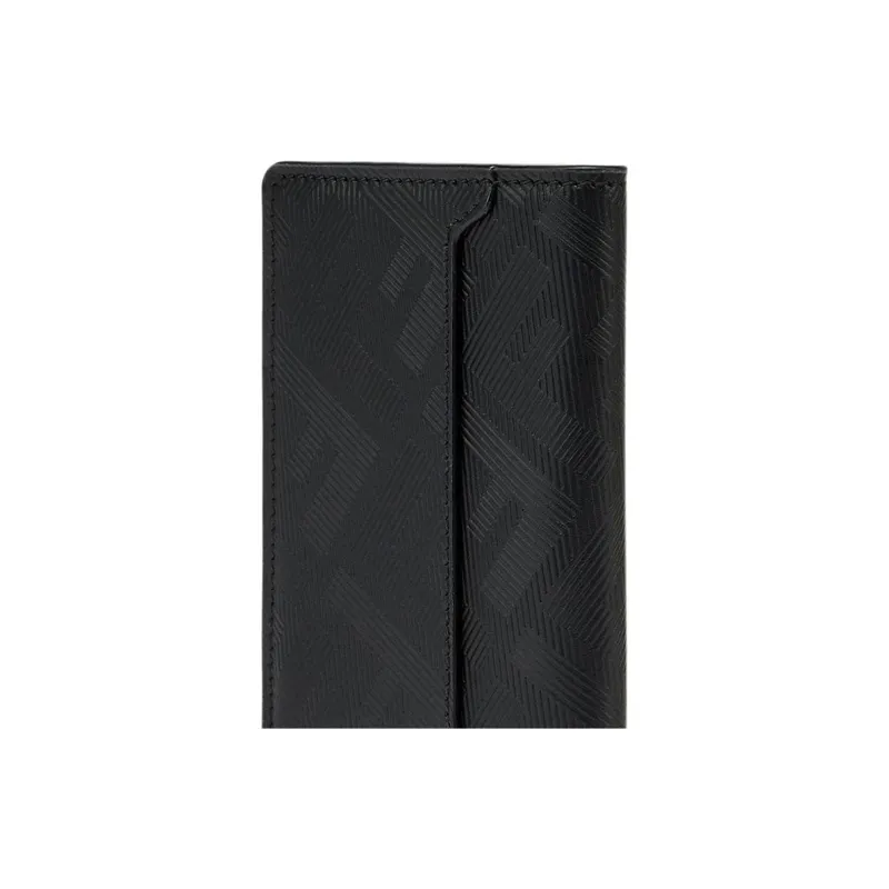 FENDI Leather Card Clip Card Holder Men's Black-4