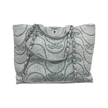 CHANEL Denim Beach Bag, Tote Bag, Shopping Bag, Handbag, Shoulder Bag Women's Blue