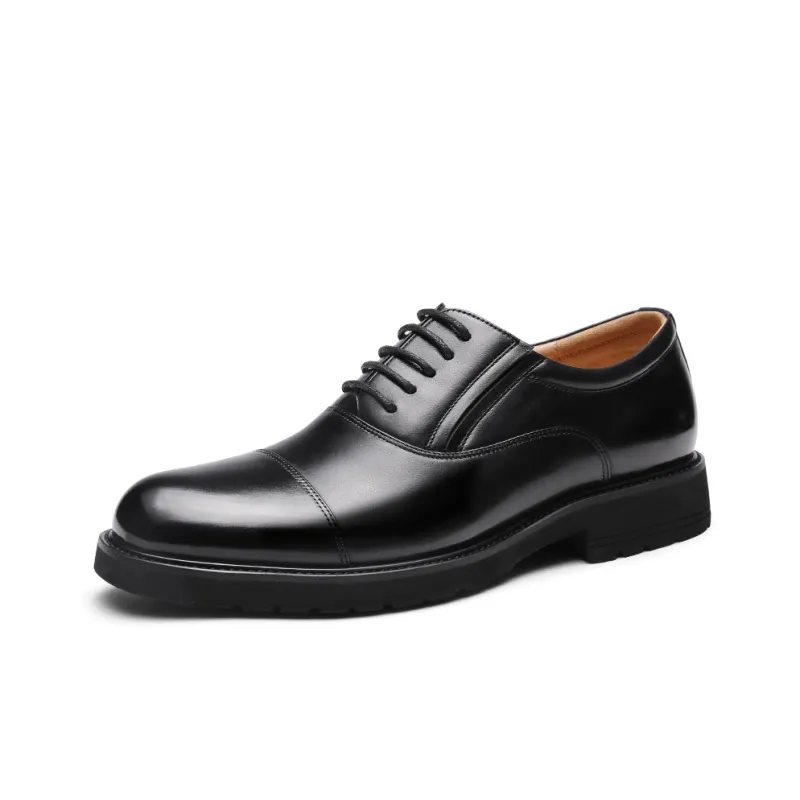 Strongman 3515 Three Strap Leather Shoes For Men Breathable Dress Shoes Three Section Head Derby Shoes-1