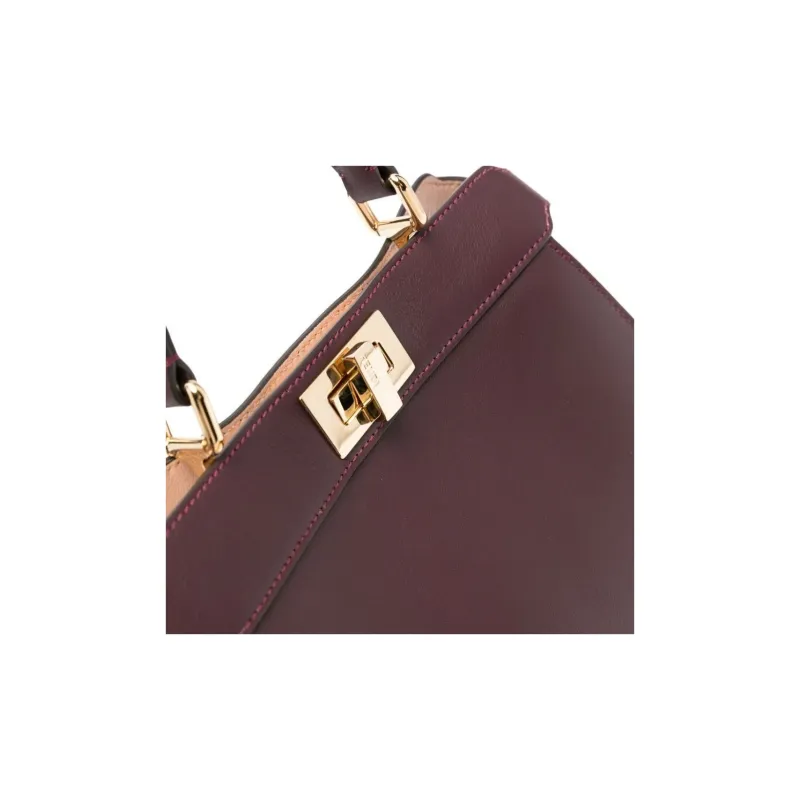 FENDI Peekaboo ISeeU Cow Leather Shoulder Bag, Crossbody Bag, Handbag Small Size Women's Burgundy-2