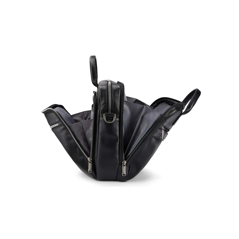 SAMSONITE Leather Briefcase Laptop Bag Shoulder Bag Crossbody Bag Handbag Regular Unisex Black-4
