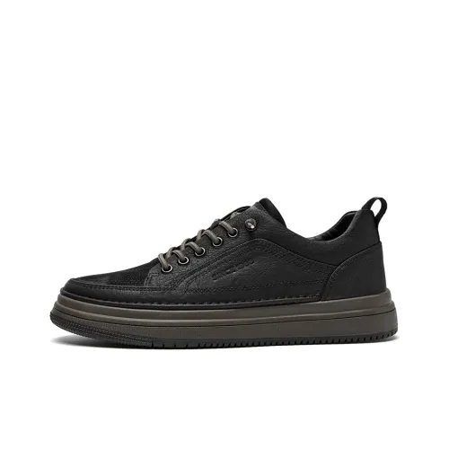 AOKANG Skateboard Shoes Men Low-Top Black Brown