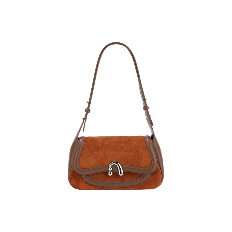 AMAZING SONG Cow Leather Nubuck Handheld Bag Saddle Bag Shoulder Bag Women's Black/White/Green/Red-49