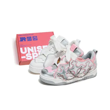 FY SPR Skateboard Shoes Women's Low Top White/Silver/Pink